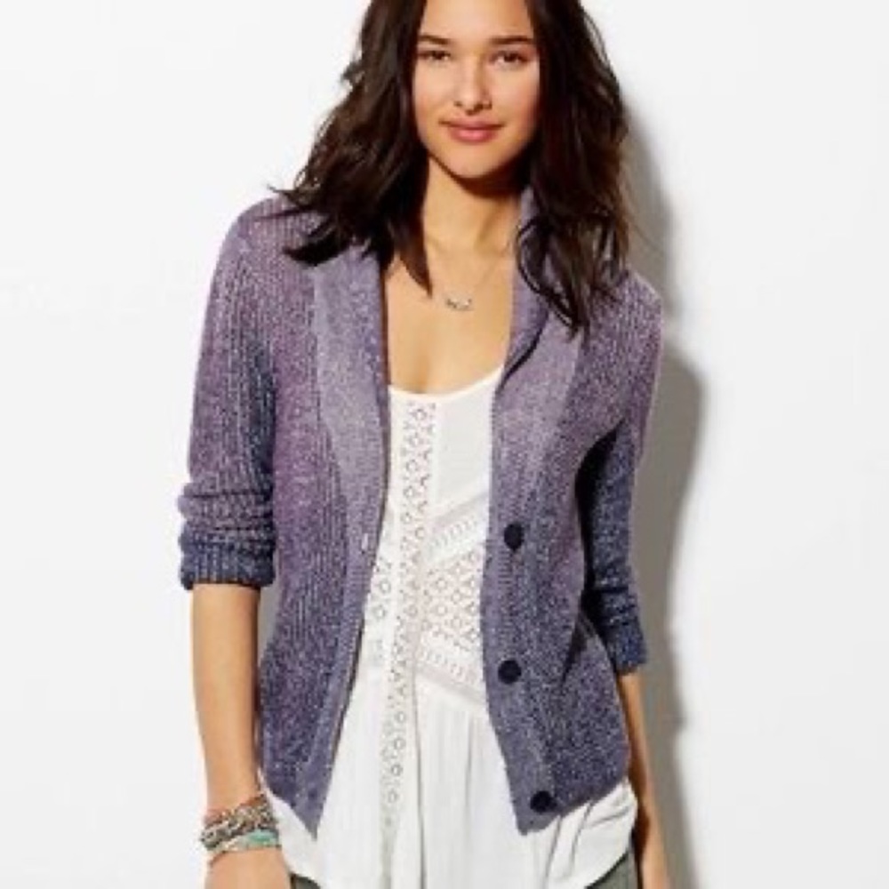 American Eagle Outfitters Women’s 3-Button Cowl Neck Purple Cardigan Sweater XS